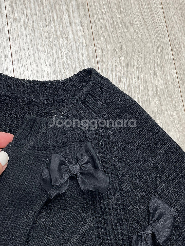 (새것) 오간자리본 가디건 풀오버 블랙--8