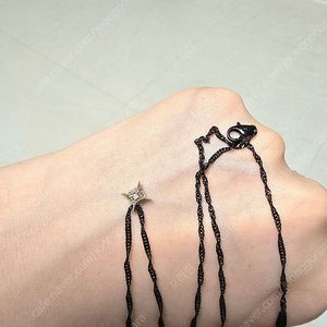 14k 리얼화이트 별펜던트 블랙목걸이