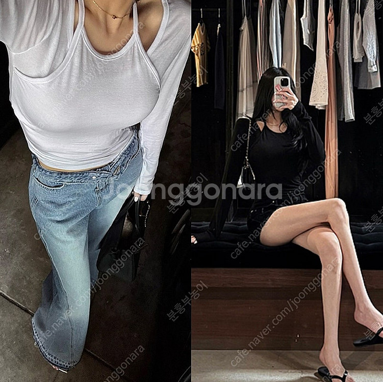 미개봉)구즈guse썸머홀터레이어드 (블랙화이트)6.4만--0