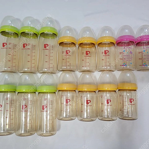 (노꼭지) 더블하트 젖병 240ml 6개 +160ml 9개 일괄 / (새상품) 후드캡 4개 + 젖병핸들 1개 나눔 / 택배비포함