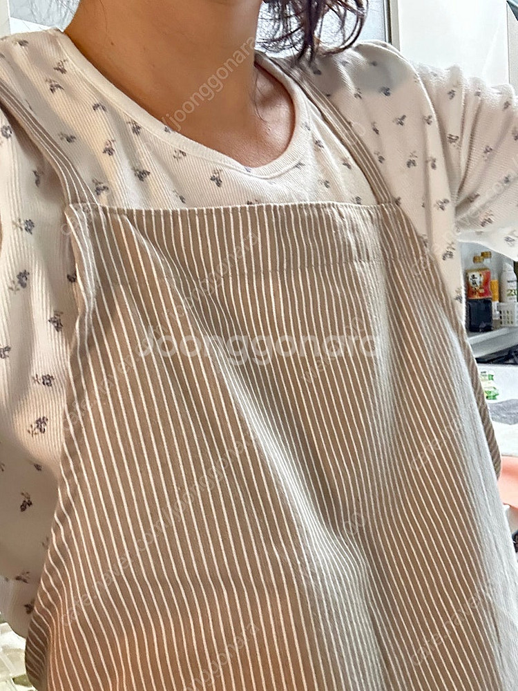 [쓰임] 새상품,베이지 스트라이프 앞치마(착샷있음)--4