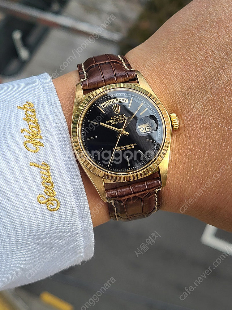 [정품] 롤렉스 데이데이트 36 블랙 18K 옐로우골드 금통 빈티지 (Rolex Day-Date 36 18K Sol...--0