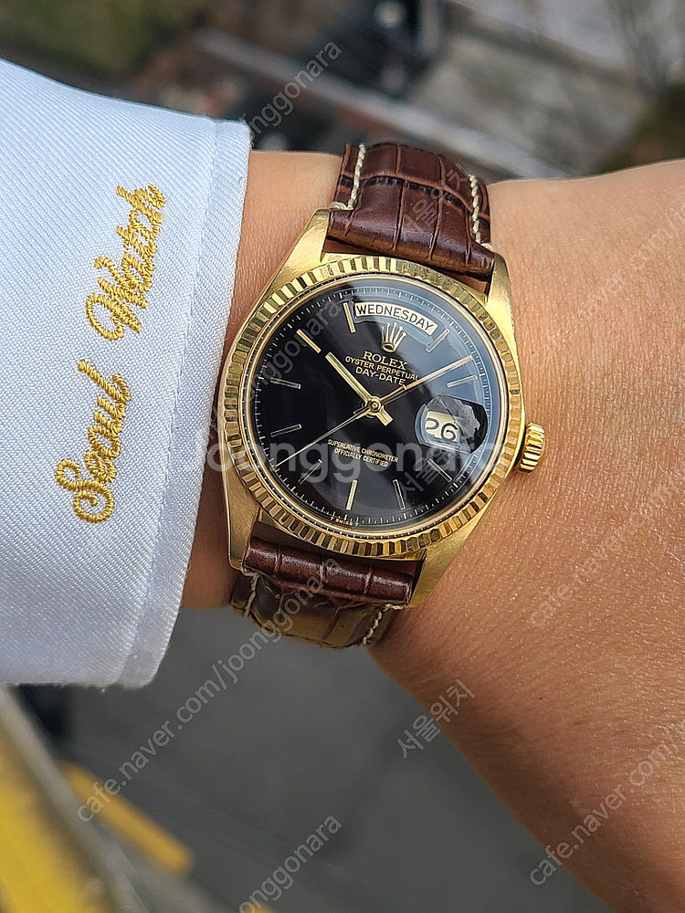 [정품] 롤렉스 데이데이트 36 블랙 18K 옐로우골드 금통 빈티지 (Rolex Day-Date 36 18K Sol...--2
