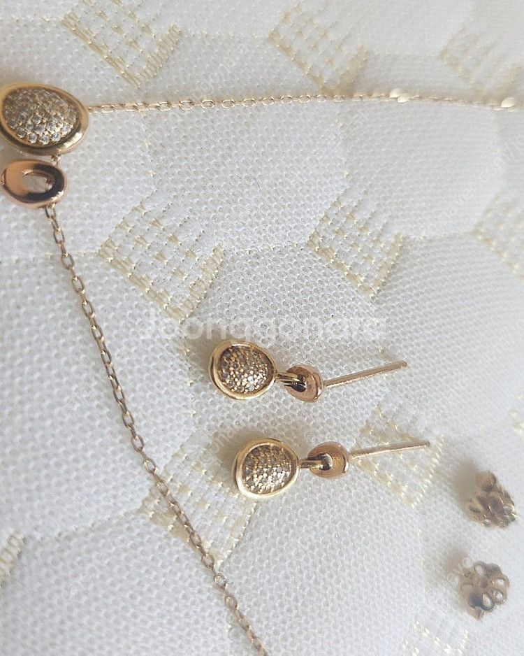 14k 귀걸이 목걸이 주얼리 세트 3.88g--1
