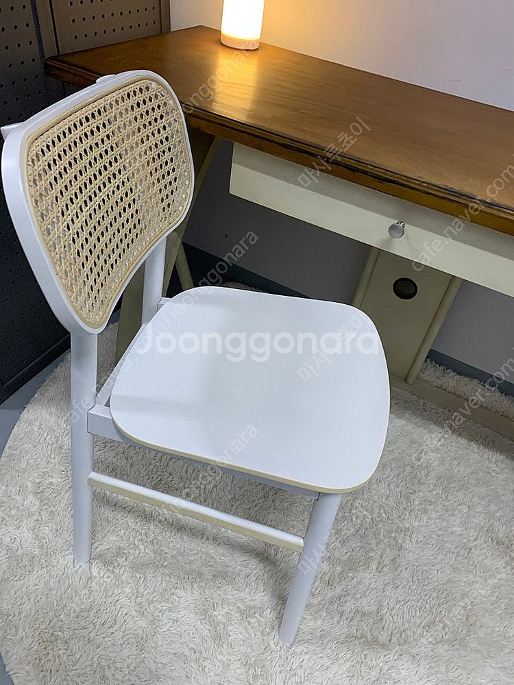 미라지가구 빈티지 원목 책상&라탄원목의자 세트--9