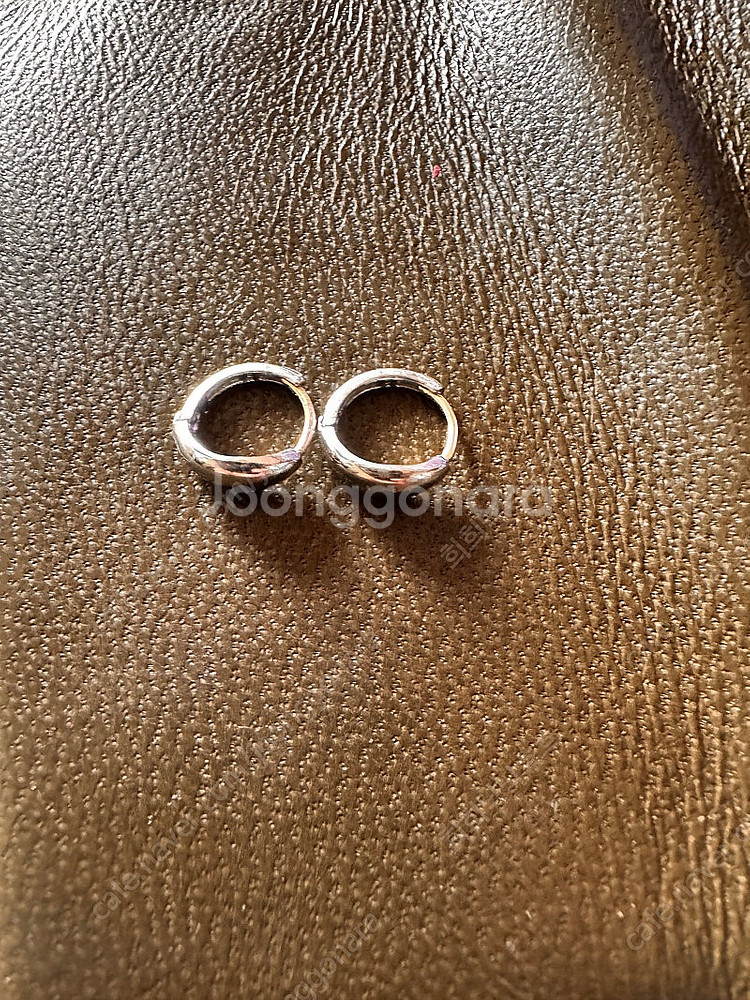 14K 화이트골드 원터치 이어링--1