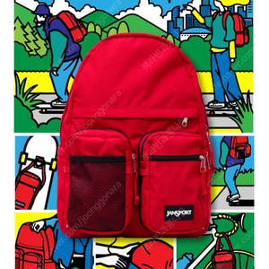 빔즈 잔스포츠 콜라보 백팩 레드