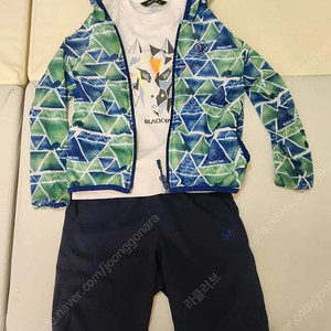 블랙야크 키즈 래시가드 점퍼(120)+티셔츠(120)+반바지(110) 일괄