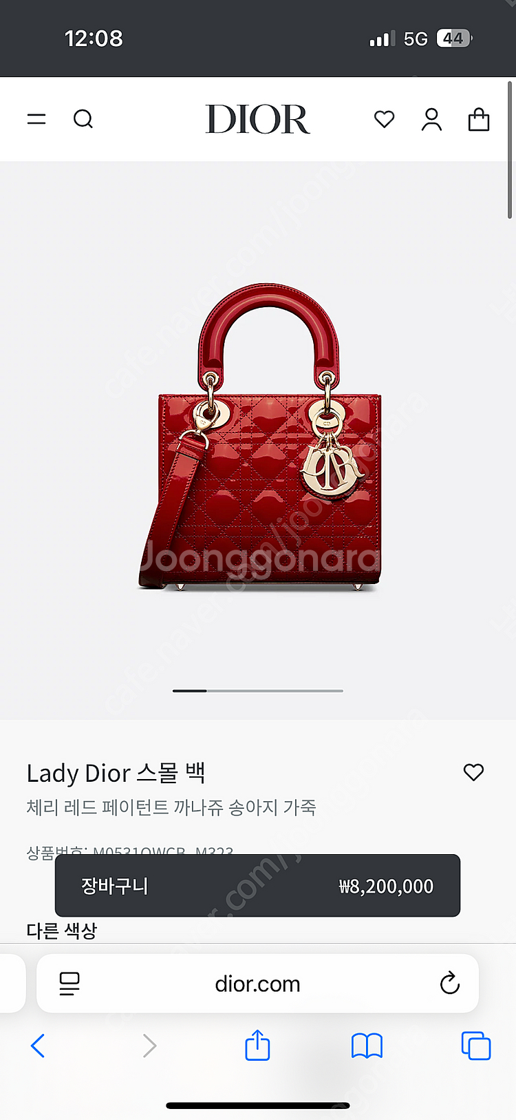 디올 레이디백 스몰 체리레드--0