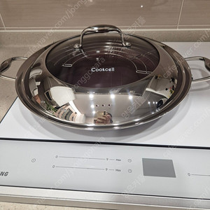 쿡셀 세라믹 36cm 멀티팬, 캠핑팬 파에야팬 뚜껑 포함 새상품 택포