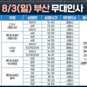 8월3일 전지적 독자 시점 부산 광복 무대인사 원가 양도
