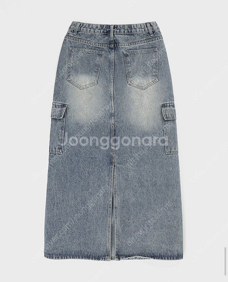 블랙업 하임 카고 롱 데님 스커트 스몰--2