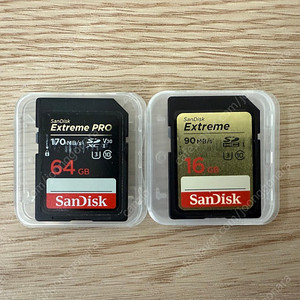 샌디스크 SD카드 2종 일괄 판매 (64gb+16gb)