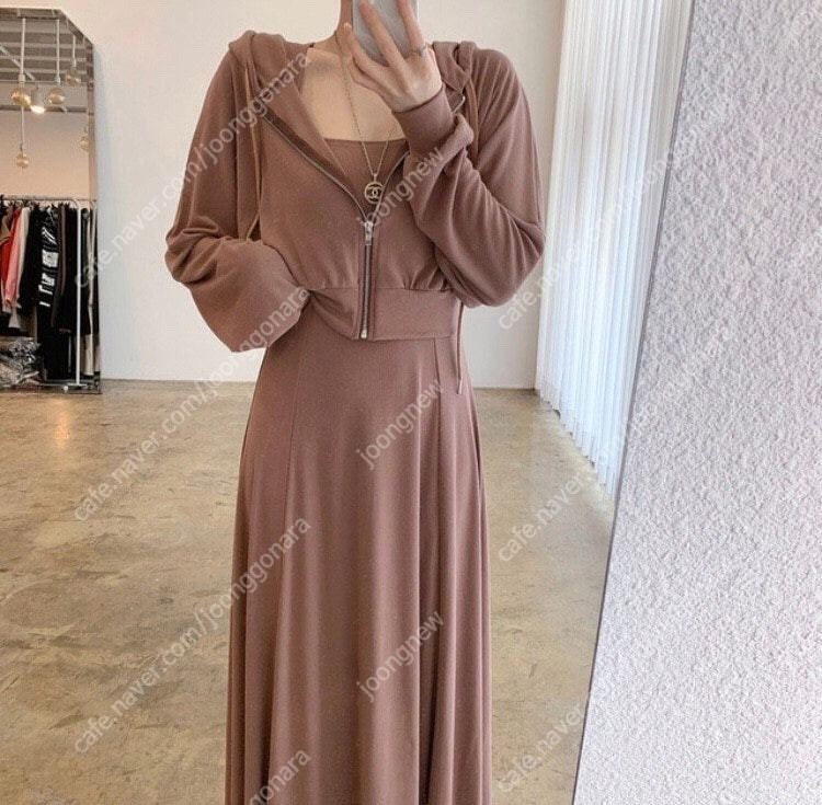 엔뉴엘 후드 집업 스커트 투피스 세트 이미지