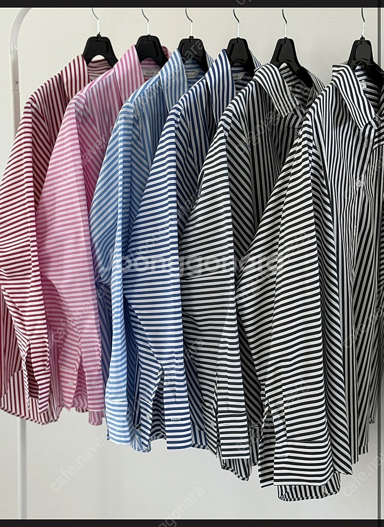 꺌랑 왜다려셔츠 2025 F L 사이즈 (화이트 검정 스트라이프)--1