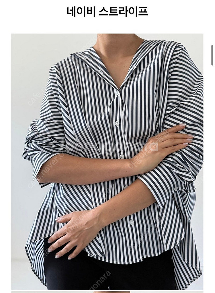 꺌랑 왜다려셔츠 2025 F L 사이즈 (화이트 검정 스트라이프)--2
