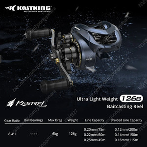 KastKing Kestrel 엘리트 마그네슘 프레임 미끼 파인스 시스템 베이트 캐스팅 릴 6KG 최대 드래그 11BB + 1RB 8.4:1 고속 낚시 릴
