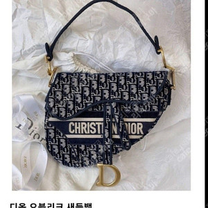 디올 오블리크 벨벳 새들백 네이비 새상품