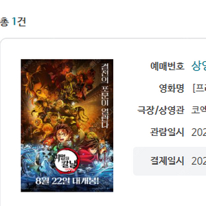 (8/17) 귀멸의 칼날 무한성편 코엑스 프리미어 양도