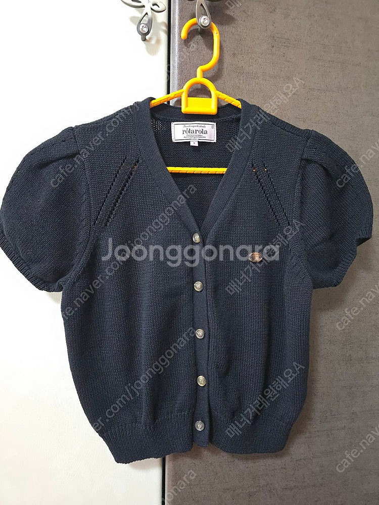 [로라로라] 반팔 니트 가디건 블랙 F (V NECK ...--2