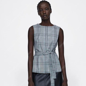 ZARA 자라 체크 민소매 상의 (M)