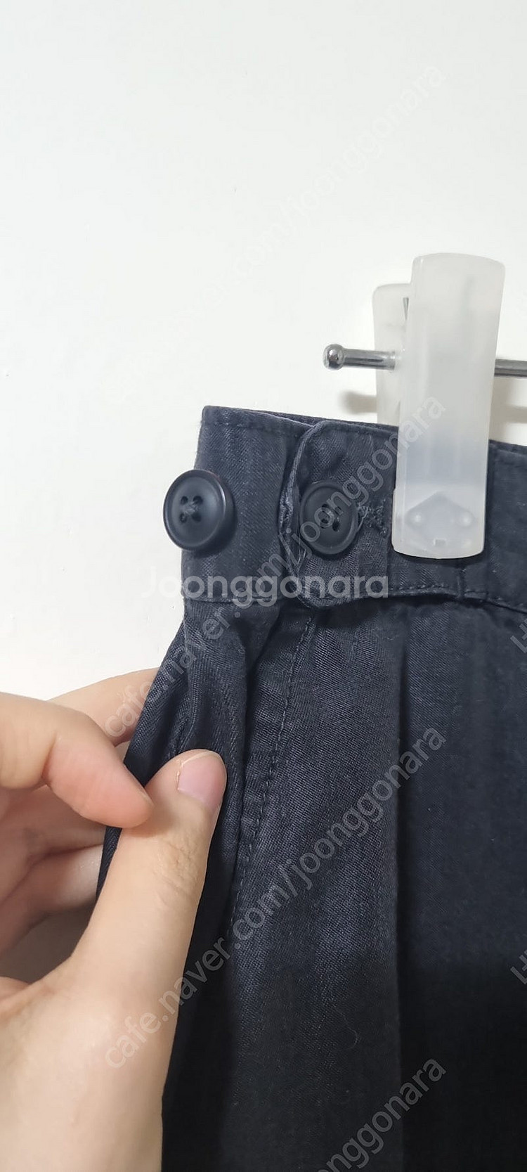 일자핏 여름 블랙 바지 (허리 조절 단추 있음) 27~...--1