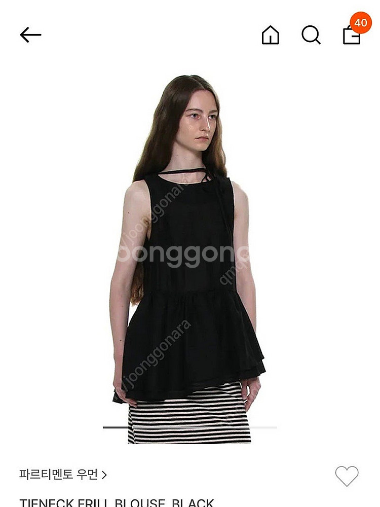 파르티멘토 우먼 프릴 블라우스 블랙--0