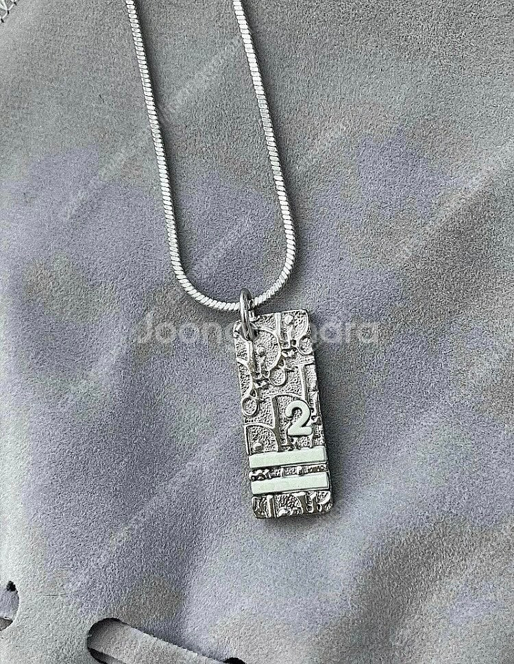 디올 은장 오블리크 목걸이--0