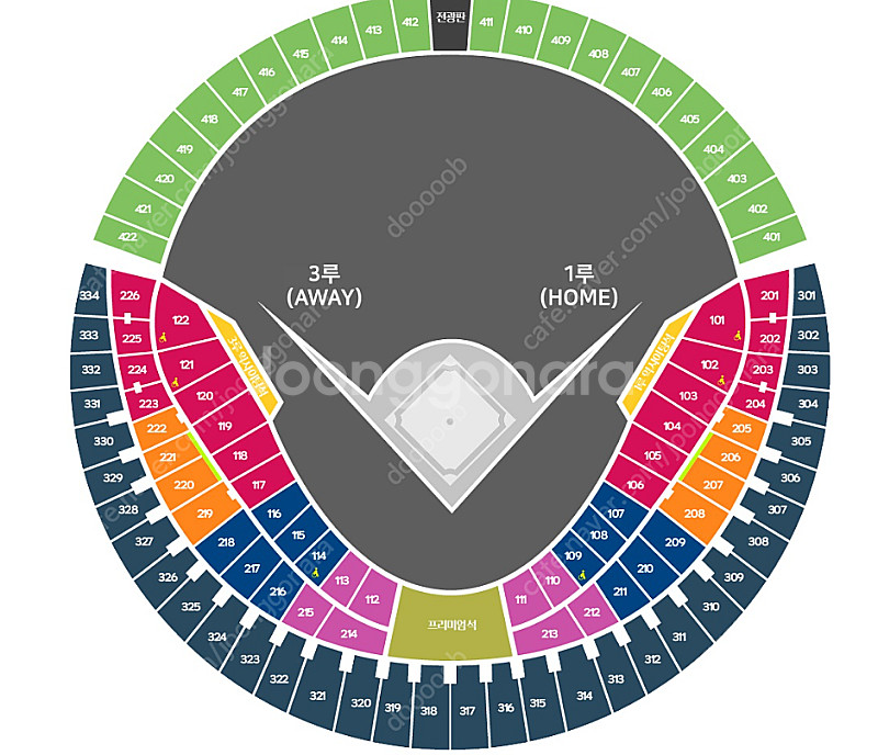 8월5일 6일 7일 LG vs 두산 워터 페스티벌 1루 오렌지 네이비 2연석 4연석--0