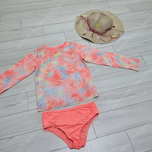 갭키즈 여아 래시가드 수영복+ 비치모자