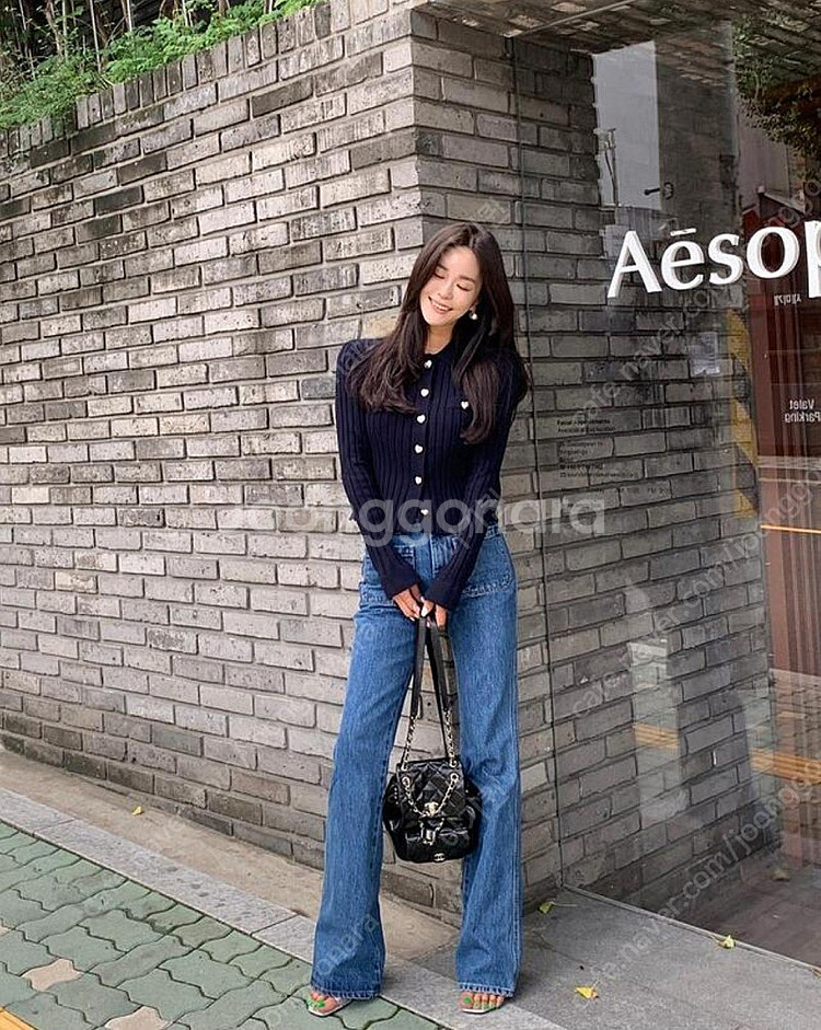 칙스라벨 H 슬림 부츠컷 콘데님(블루,XS,새상품)--8