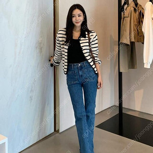 칙스라벨 H 슬림 부츠컷 콘데님(블루,XS,새상품)