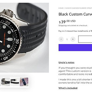엉클세이코 SKX013 전용 CURVED WAFFLE RUBBER STRAP 팝니다