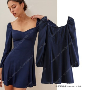 스퀘어넥 스모크 미니 원피스