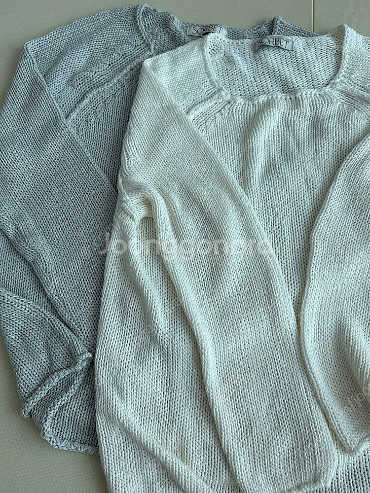 워닌 해이원 썸머린넨니트 화이트 / 소라그레이--1