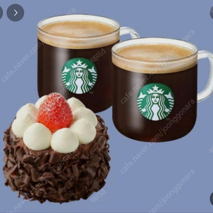 스타벅스 카페 아메리카노 T 2잔 + 딸기 촉촉 초코 생크림 케이크 판매합니다.