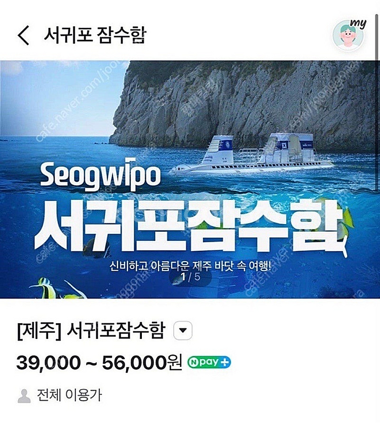 서귀포잠수함 승선 티켓 1인 2매--0