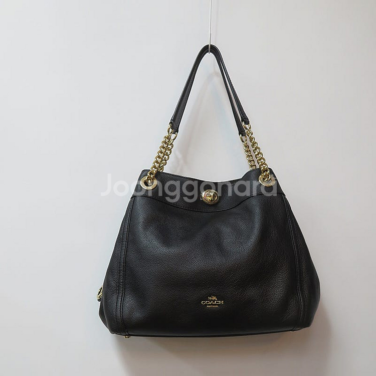 코치 천연가죽 블랙 숄더백 토트백--0
