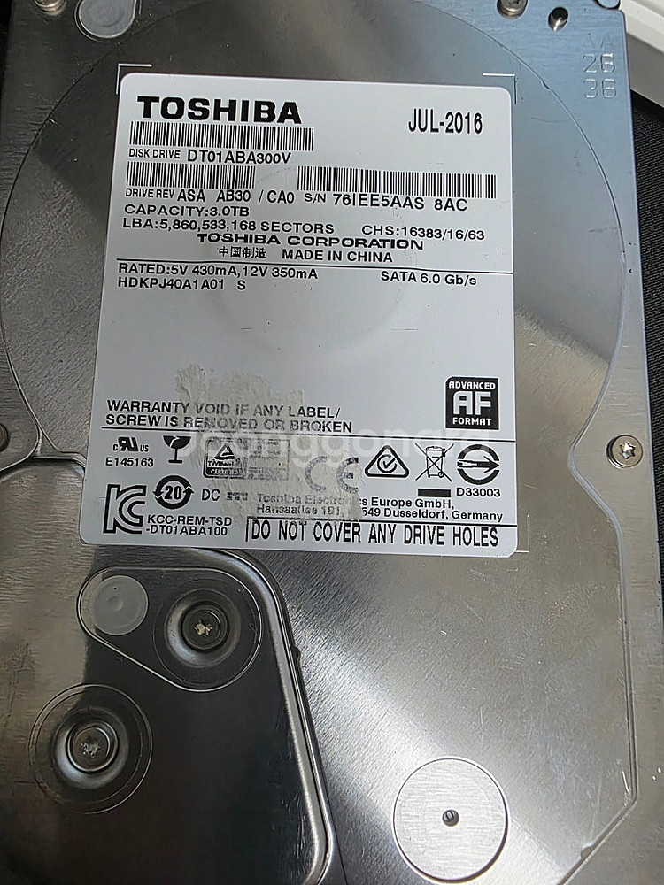 도시바 3tb hdd 팝니다.--0