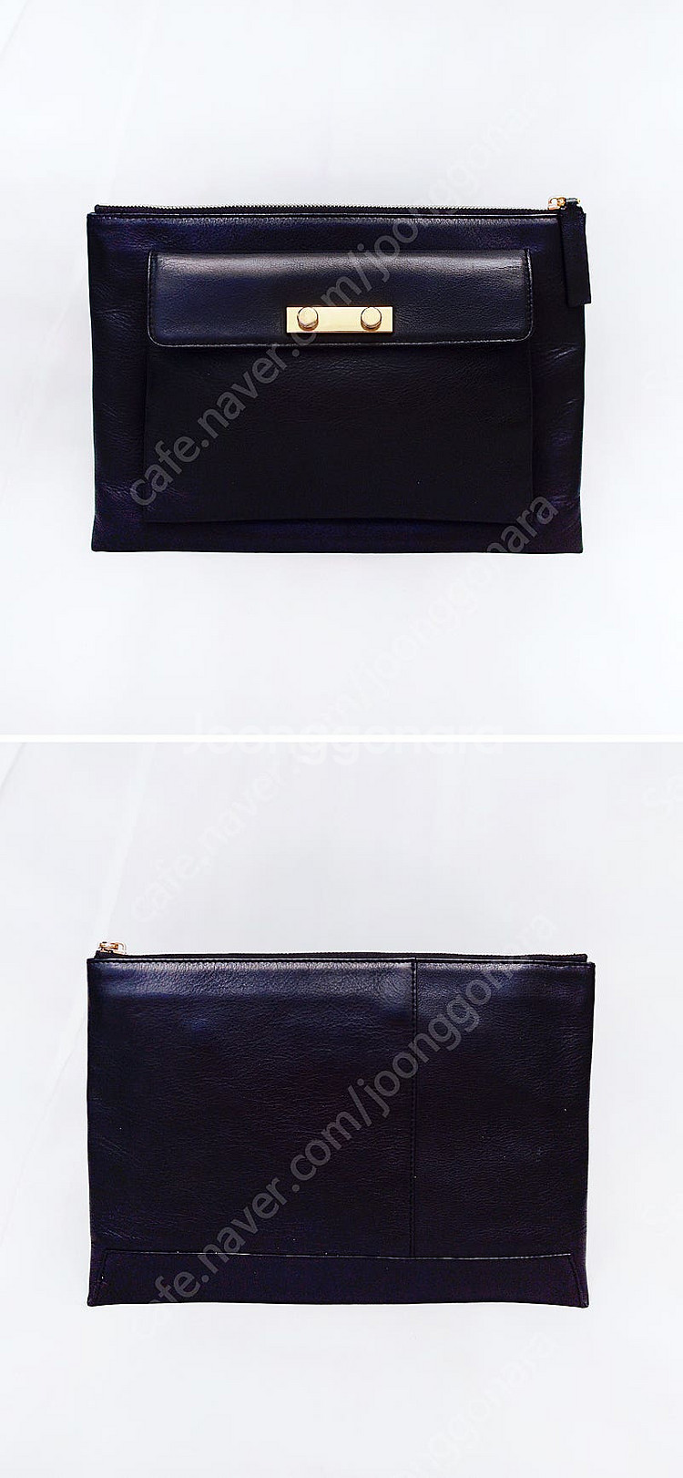 마르니 (MARNI) 금장 블랙 더블포켓 투인원 레더 ...--2