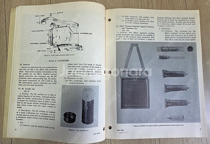 1951년산 M9A1 가스마스크와 매뉴얼 3권--8