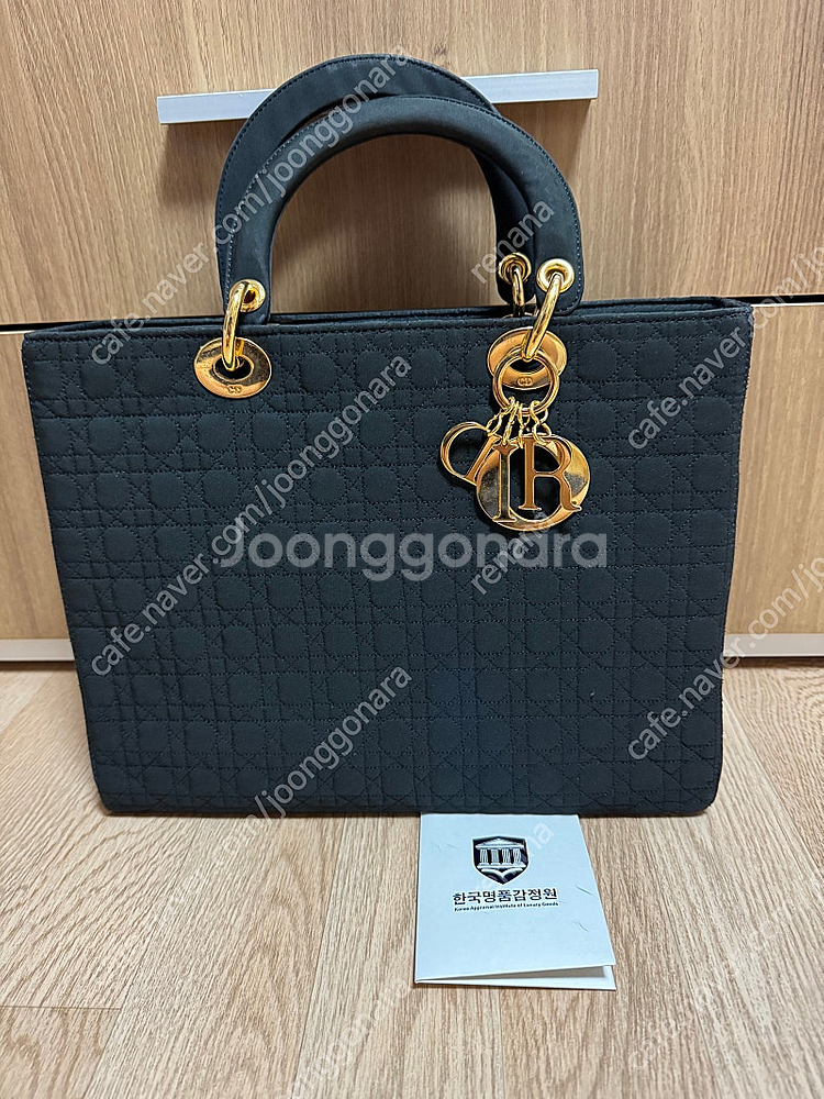 디올 레이디백 패브릭 까마쥬 라지 블랙 토트백--0