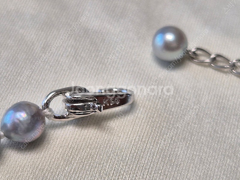 내추럴 블루 아코야 목걸이 (비드, 5mm), 귀걸이(...--3