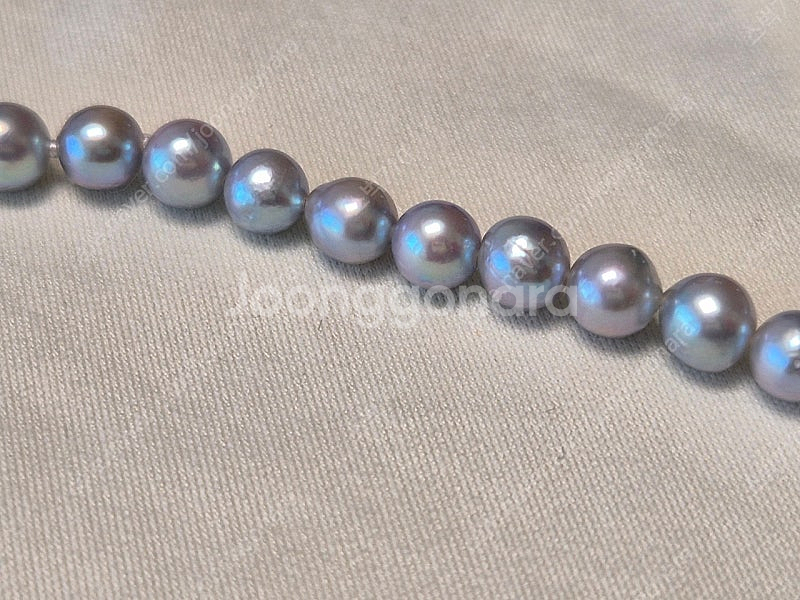 내추럴 블루 아코야 목걸이 (비드, 5mm), 귀걸이(...--4