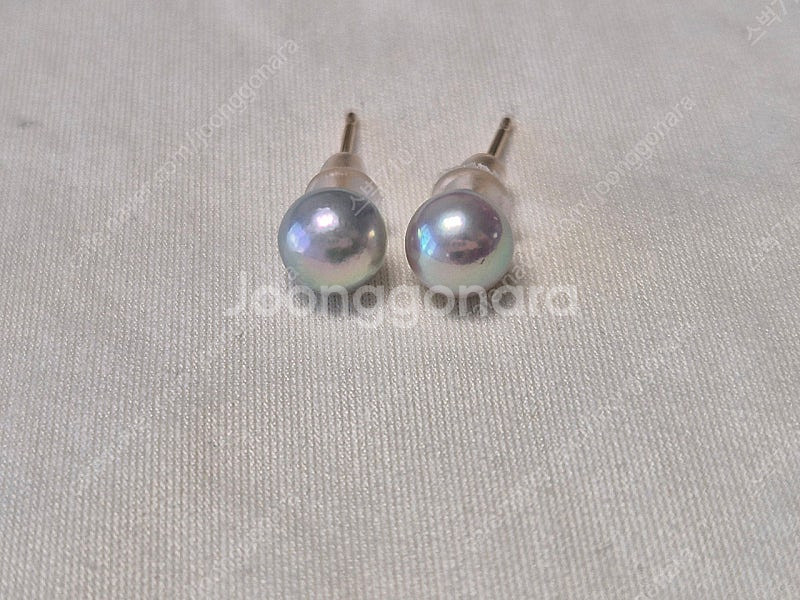 내추럴 블루 아코야 목걸이 (비드, 5mm), 귀걸이(...--5