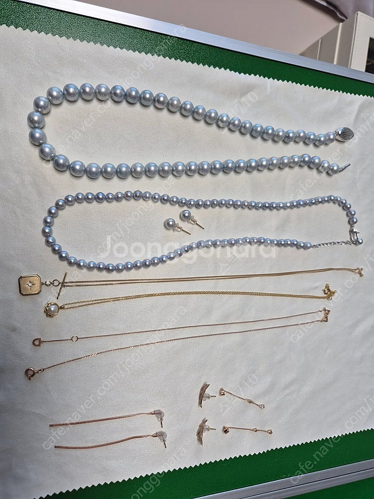 내추럴 블루 아코야 목걸이 (비드, 5mm), 귀걸이(...--7