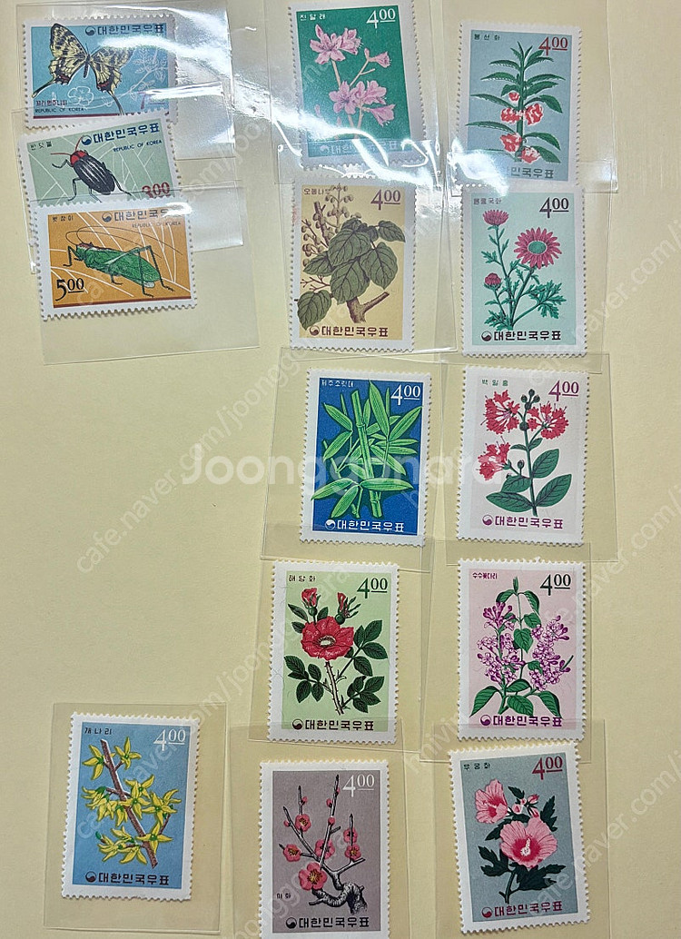 1965년 식물우표 동물우표 시트(쉬트) 우표 세트--7
