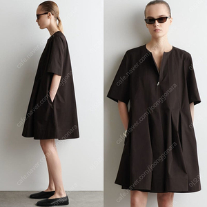 코스 cos 플리티드 집업 지퍼 미니 원피스 (브라운, 34)