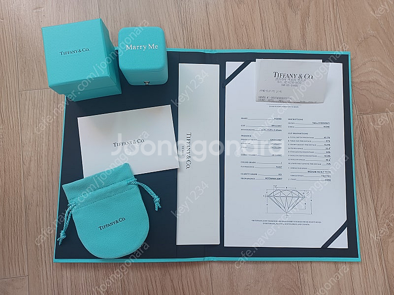 영수증있음)티파니 3부 다이아 반지(i,vs1,3ex)--0