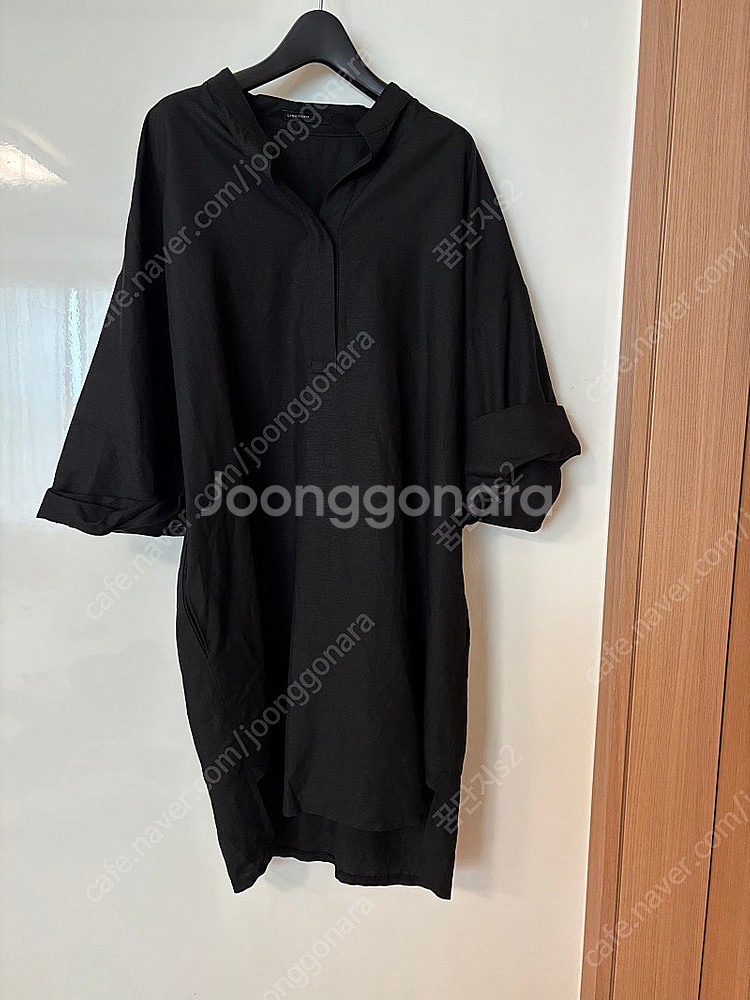 리버젠 린넨 레이온 블랙 후들후들 셔츠 오버핏 원피스 ...--0